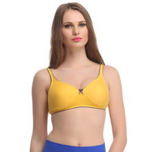 Clovia Cotton Rich Solid Non-Padded Demi Cup Wire Free T-shirt Bra - Light Yellow