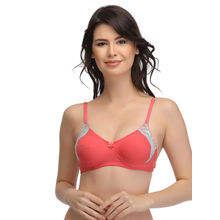 Clovia Cotton Rich Solid Non-Padded Full Cup Wire Free Everyday Bra - Orange