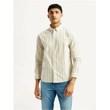 Levi's Mens Striped Slim Fit Off White Shirt