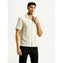 Levi's Mens Striped Slim Fit Camp Off White Shirt