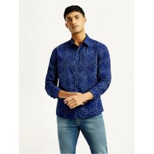 Levi's Mens Printed Slim Fit Blue Shirt