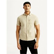 Levi's Mens Solid Slim Fit Beige Shirt
