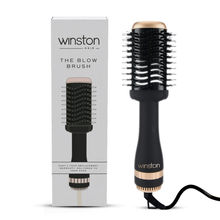 Winston 2-in-1 Hair Volumizer Brush, Hair Blow Dryer Brush with Charcoal Bristles (Black)