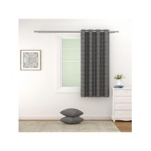 Swayam 100% Blackout Eyelet Hanging Window Curtain (5 Feet) - Grey