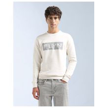 Flying Machine White Full Sleeves Cotton Sweatshirt