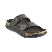 Mochi Mens Olive Flat ChappalsMochi Olive Camouflage Sliders