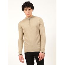 HARSAM Men Beige Solid Sweater