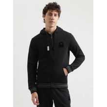 United Colors of Benetton Black Regular Fit Hooded Neck Solid Pattern Sweatshirt