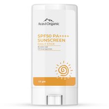 Aravi Organic SPF 50+ Daily Sunscreen Stick Lightweight, Non-Greasy For All Skin Types