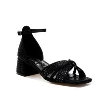 London Rag Black Square Toe Block Heels