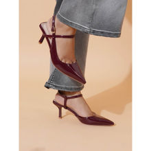 Sherrif Shoes Women Pu Backstrap Fashion Party Burgundy Heels