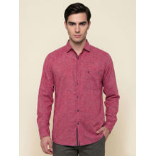 KUONS AVENUE Men Paper Linen Cotton Red Wine Shirt