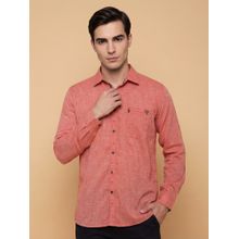 KUONS AVENUE Men Paper Linen Cotton Orange Shirt