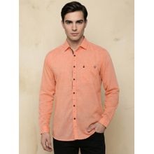 KUONS AVENUE Men Paper Linen Cotton Coral Shirt