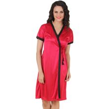 Fasense Women Satin Nightwear Sleepwear Short Wrap Gown Dp145 A - Magenta