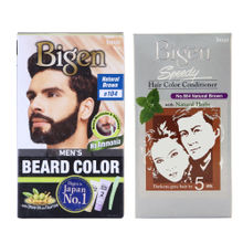 Bigen Beard Color Natural Brown B104 & Hair Color Conditioner 884 - Pack Of 2