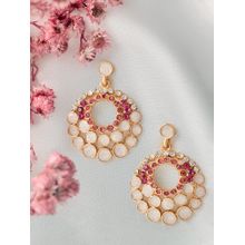 Zaveri Pearls White Enamel Pink Dazzling Diamonds Party Bling Contemporary Earring