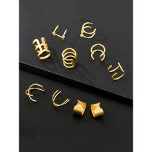 Yellow Chimes Set Of 6 Pairs Stylish Gold-toned Steel Ear Cuffs