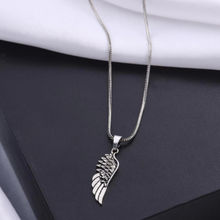 VIRAASI Men Silver-Toned Angel Wing Pendant with Chain