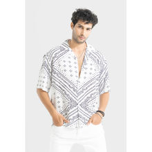 Snitch Men Cosmic Square White Oversized Shirt