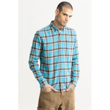 Snitch Men Cannon Checks Aqua Blue Shirt