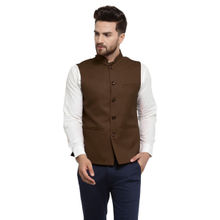 TREEMODA New Designer Men Chocolate Brown Solid Nehru Jacket