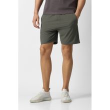 Van Heusen Men Olive Nylon Blended Solid Shorts