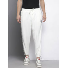 The Indian Garage Co White Men's Relaxed Fit Mid-Rise Knitted Joggers