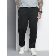 The Indian Garage Co Black Men's Relaxed Fit Mid-Rise Knitted Joggers