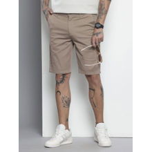 The Indian Garage Co Brown Men's Regular Fit Solid Mid-Rise Shorts