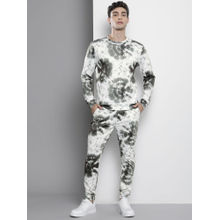 The Indian Garage Co White Men's Regular Fit Tie and Dye Sweatshirt and Joggers (Set of 2)