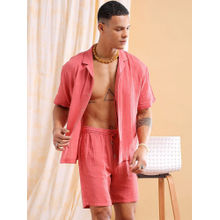 The Indian Garage Co Pink Men's Regular Fit Solid Shirt and Boxers Co-Ordinates Set (Set of 2)