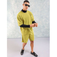 The Indian Garage Co Green Men's Relaxed Fit Printed T-Shirt and Shorts (Set of 2)