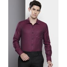 The Indian Garage Co Men Slim Fit Solid Full Sleeves Cutaway Purple Formal Shirt