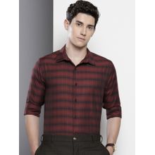 The Indian Garage Co Men Slim Fit Checked Full Sleeves Cutaway Maroon Formal Shirt