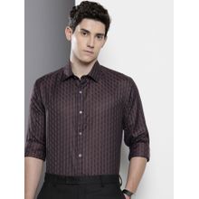 The Indian Garage Co Men Slim Fit Checked Full Sleeves Cutaway Purple Formal Shirt