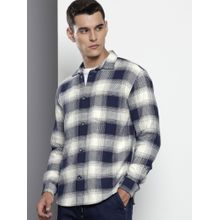 The Indian Garage Co Men Relaxed Fit Textured Full Sleeves Cutaway Blue Casual Shirt