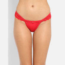 N-Gal Women's Lace Trim Edge Low Waist Underwear Lingerie Thong Panty - Red