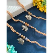 Digital Dress Room Silver Elephant Chandan Rakhi (Pack of 3)