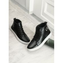 Carlton London Mens Black Color Solid Sneakers