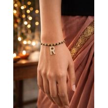 Digital Dress Room R Letter White Alphabet Gold Plated Mangalsutra Bracelet