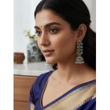 Accessher Oxidised Silver Afghani Floral Jhumka Earrings