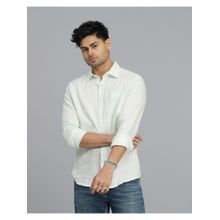ROOKIES Men White Linen Formal Shirt