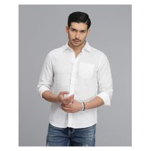 ROOKIES Men White Linen Formal Shirt