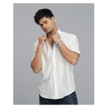 ROOKIES Men White Viscose Rayon Casual Shirt