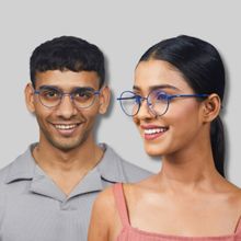 Enrico Unisex Metal Round Blue Cut Anti-Glare Zero Power Computer Glasses - Navy Blue (47)