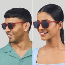 Enrico Unisex Classic Square Polarized Sunglasses - Red (55)