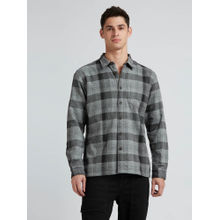 Pepe Jeans Grey Checks Full Sleeve Oversized Shirt