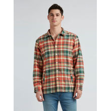 Pepe Jeans Orange Checks Full Sleeve Shirt
