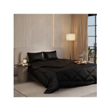 Stoa Paris Date Night Midnight Black Bed In A Bag Double Bedsheet, Comforter with 2 Pillow Cover